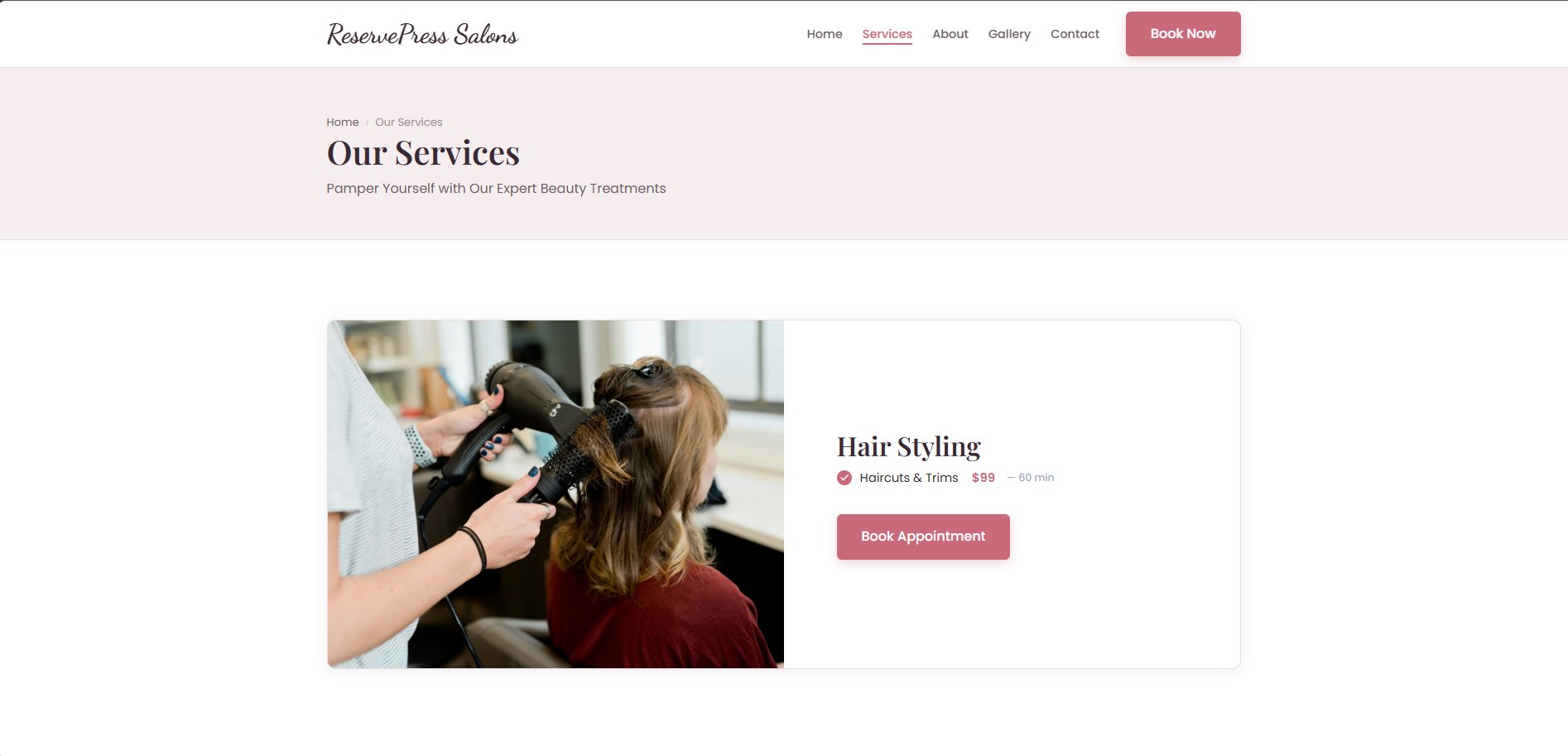 ReservePress Salons services page