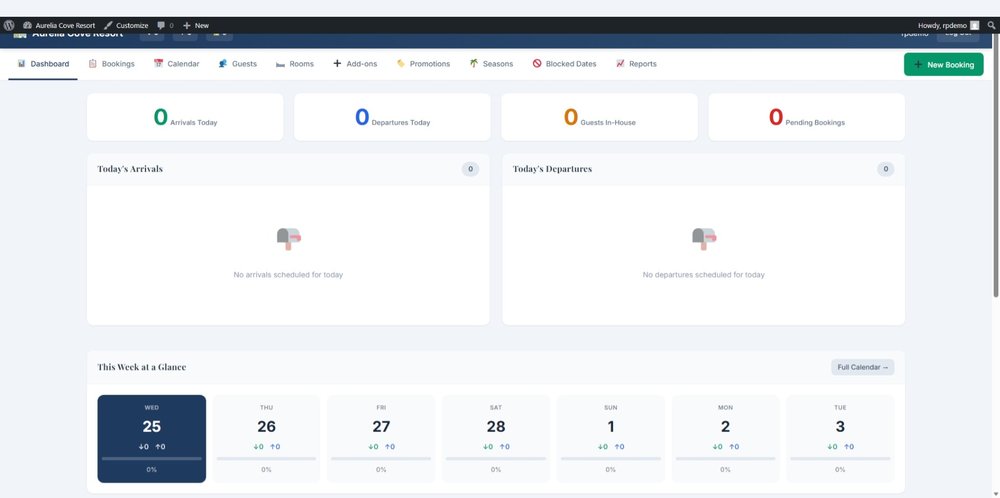 ReservePress front desk dashboard