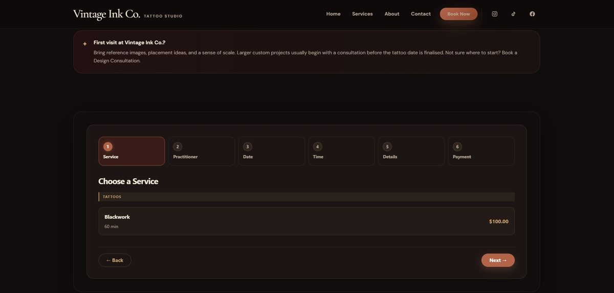 ReservePress Studio booking flow