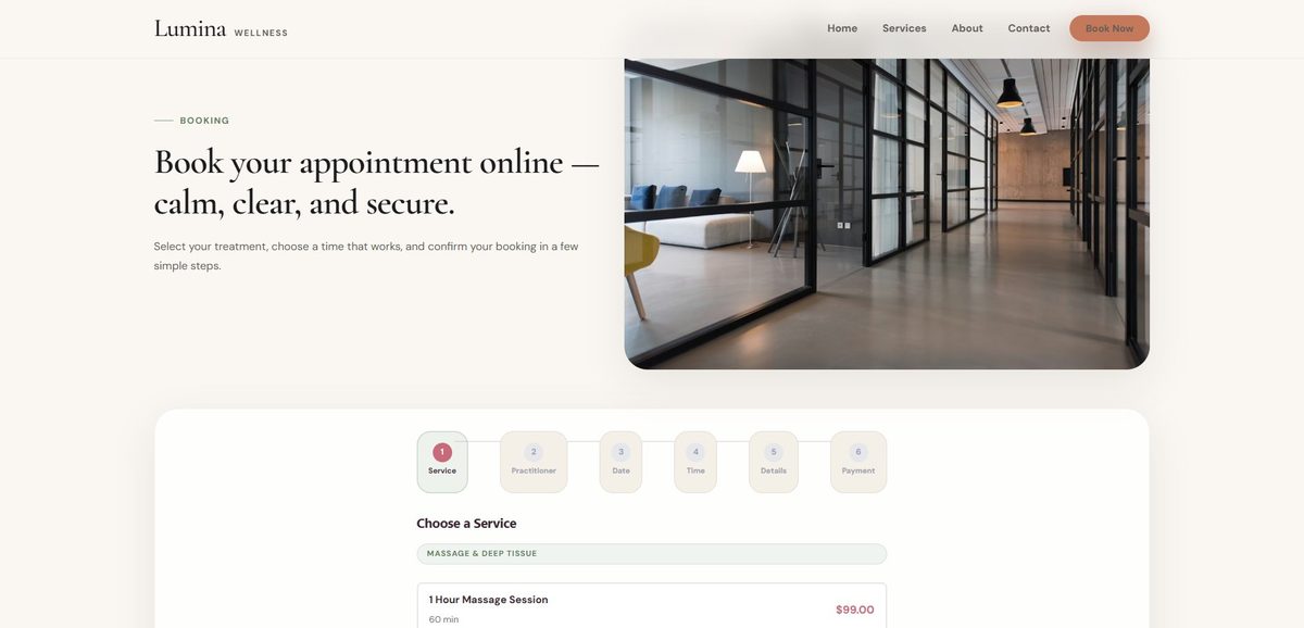 ReservePress Wellness booking flow