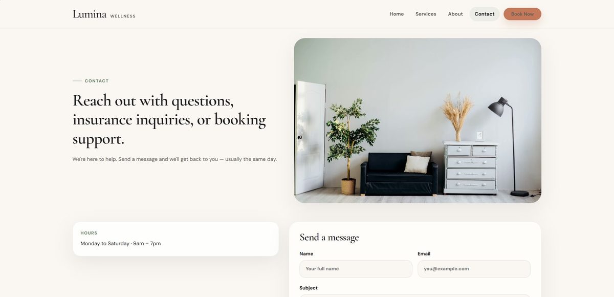 ReservePress Wellness contact page